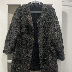 Zara Women's Charcoal Teddy Jacket Coat